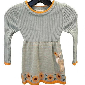 Cynthia Rowley Girls Sweater Dress Size 4 Deer Sunflower Print